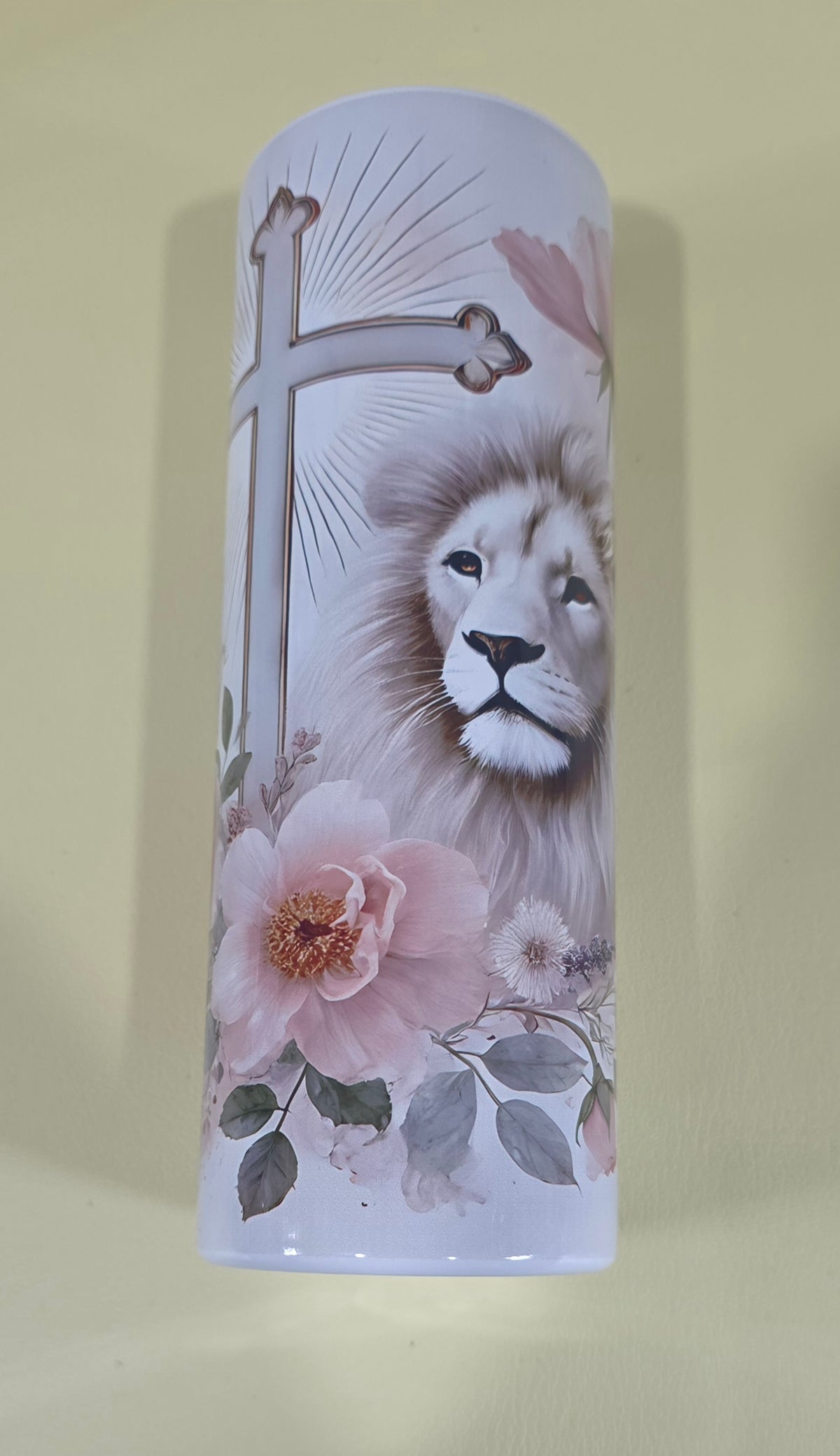 Cross w/ Flowers & Lion Insulated Tumbler