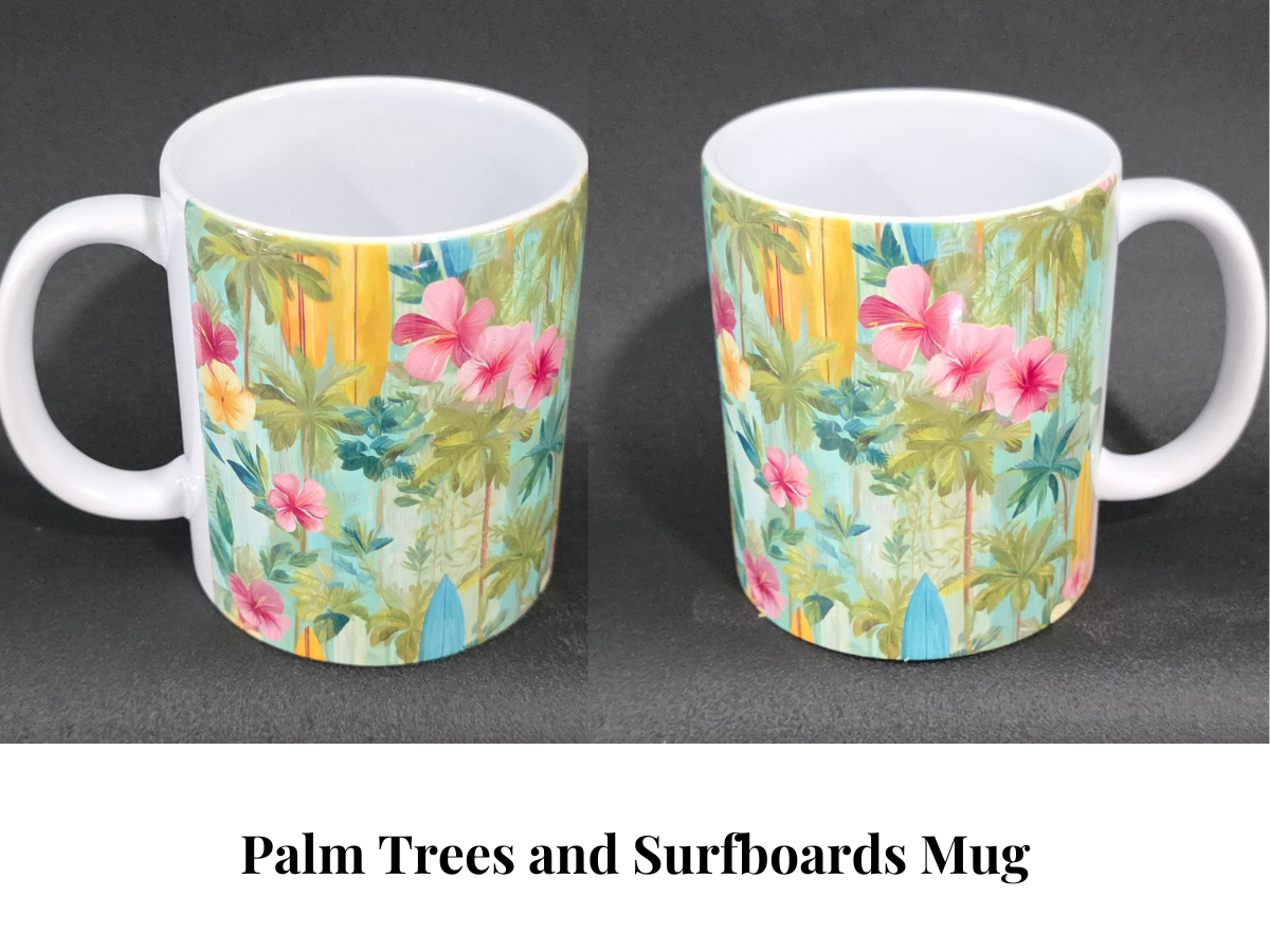 Palm Trees and Surfboards Wall Paper Mugs