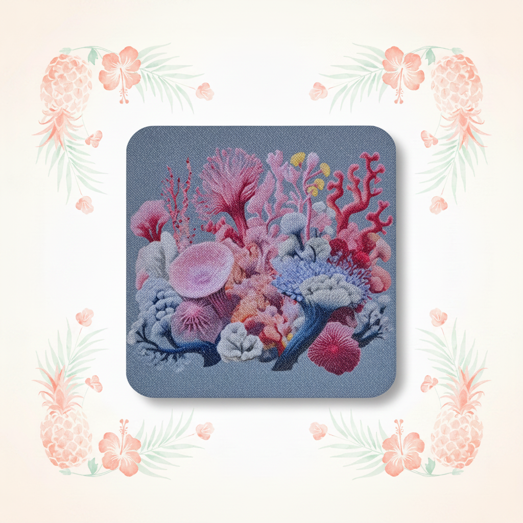 Coral Reef Coaster with Tropical Background