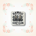 Hawaii Surf Club magnet on the pineapple and palm background