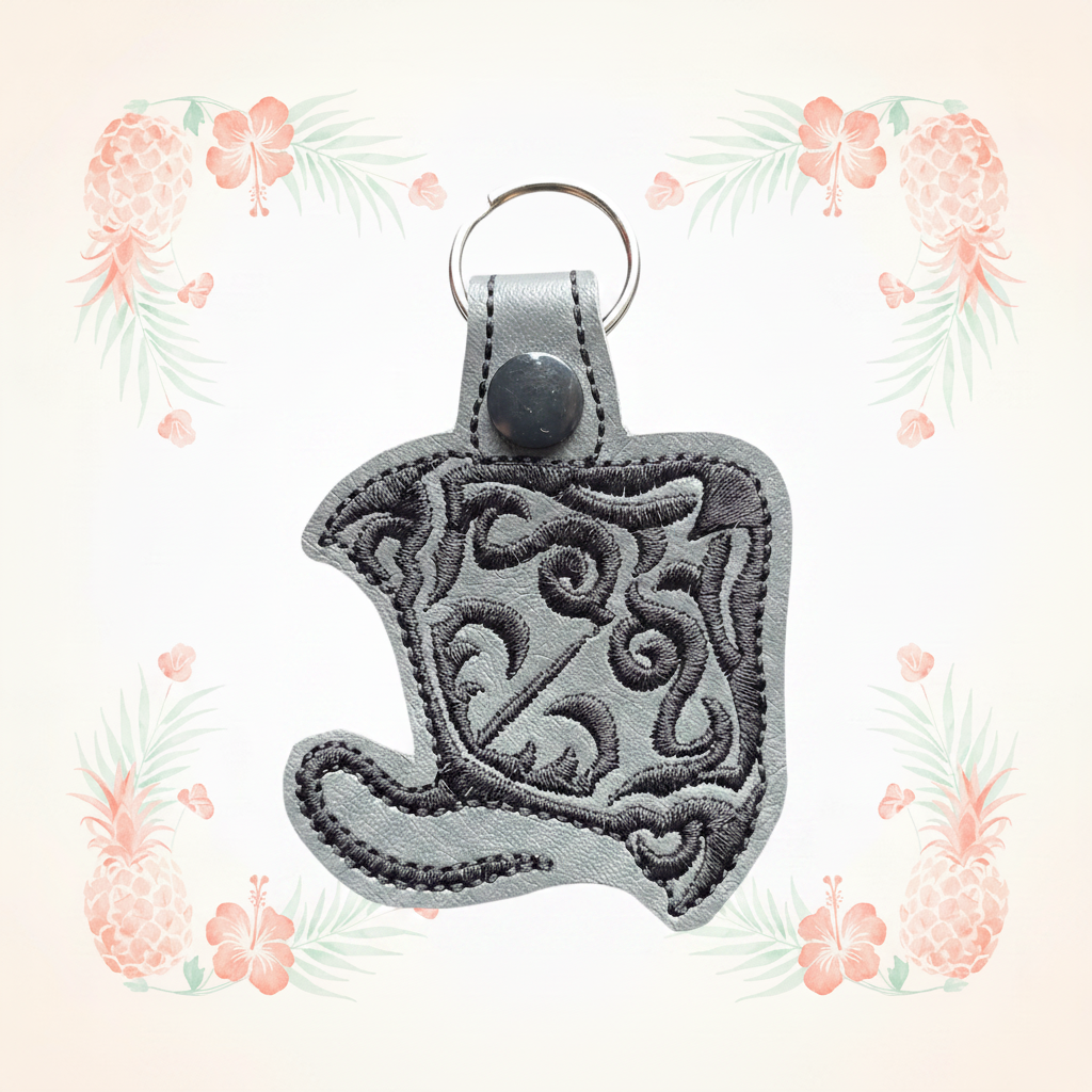 Stingray embroidered keychain on a pale tropical background without a shadow