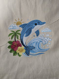 Ocean Daydream Dolphin Embroidered Tote Bag