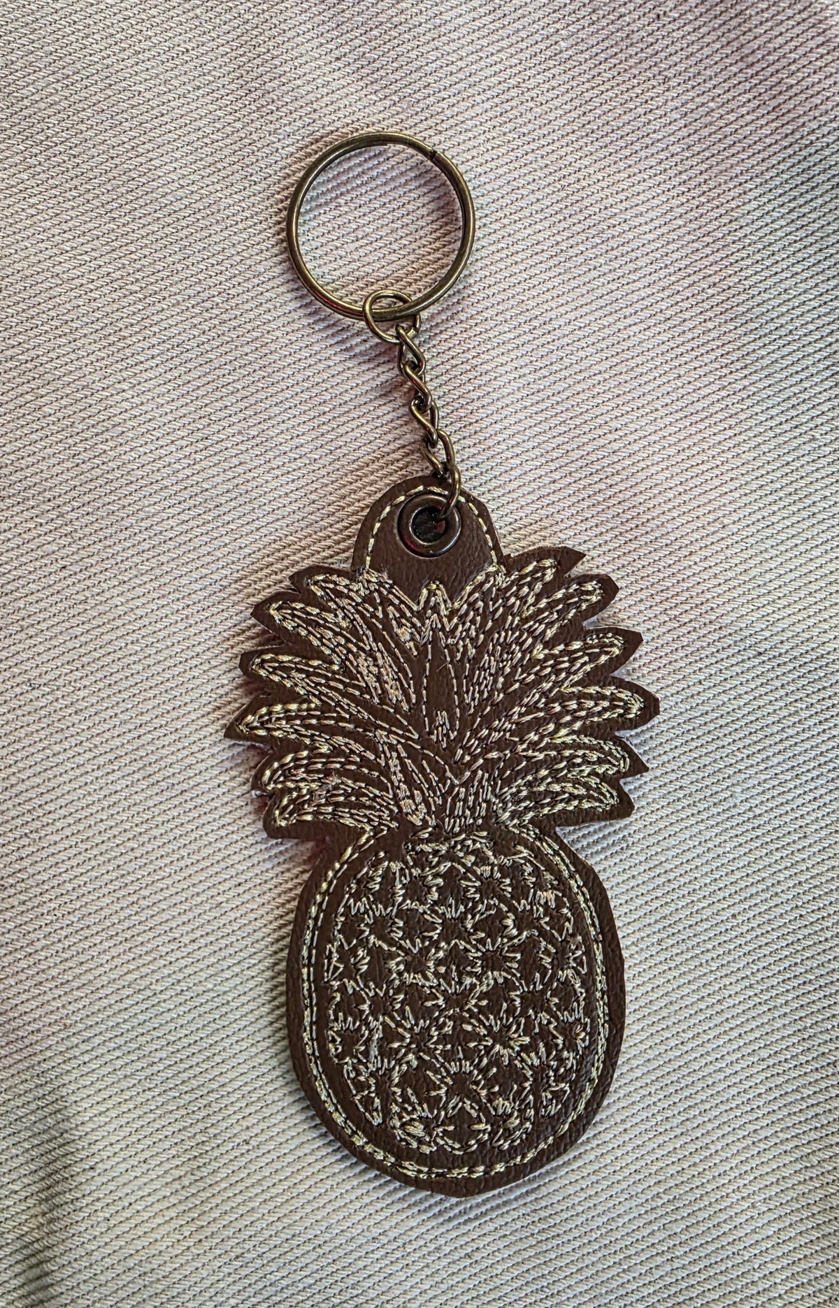 Pineapple Embroidered Keychain