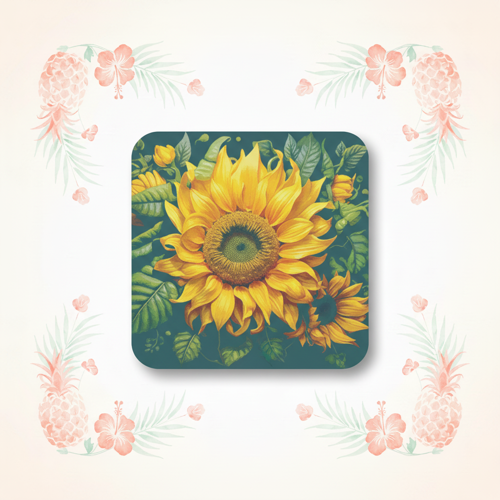 Sunflower Coaster with Tropical Background
