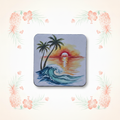 Sunset Wave Coaster with Tropical Background
