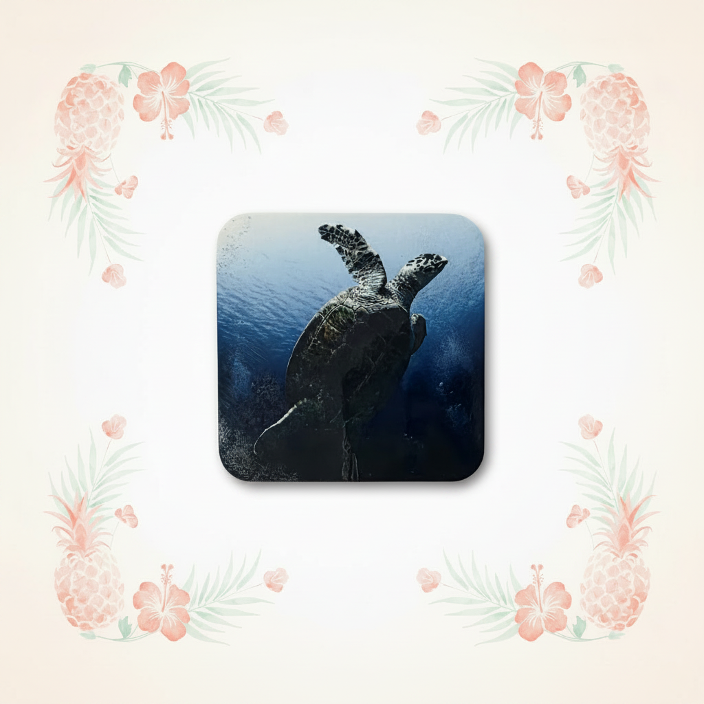 Swimming sea turtle magnet with the clean background