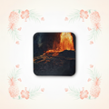 Volcano magnet on the pineapple and palm background